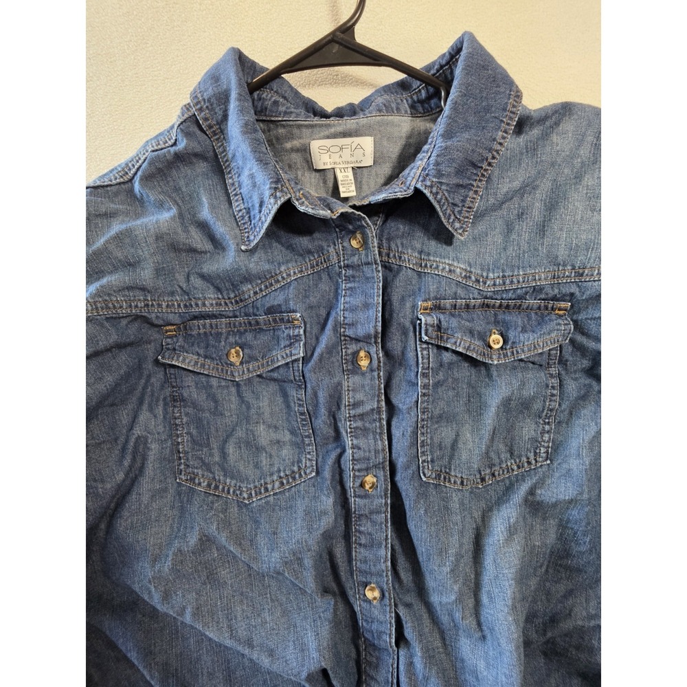 Sofia Jeans by Sofia Vergara Denim Shirt Women's XXL 20 Chambray Button Front - Picture 15 of 16